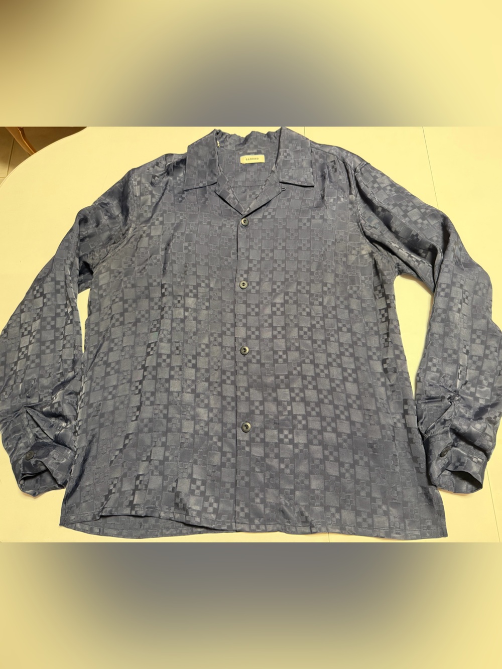 Sandro check pattern navy blue shirt